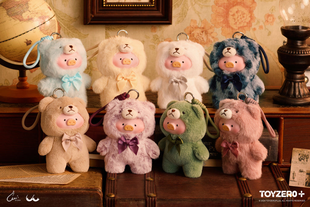 罐頭豬LuLu復古泰迪玩具店搪膠絨毛掛件盲盒 LuLu Retro Teddy Toy Shop Vinyl Flocked Charm Blind Box