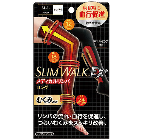 Slimwalk 分段壓力長筒襪 M–L 官方包裝封面，JAN 4902522670937
