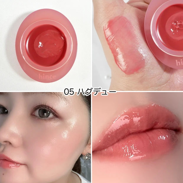 hince Raw Glow Dewy Ball 05 HUG DEW lip and cheek result