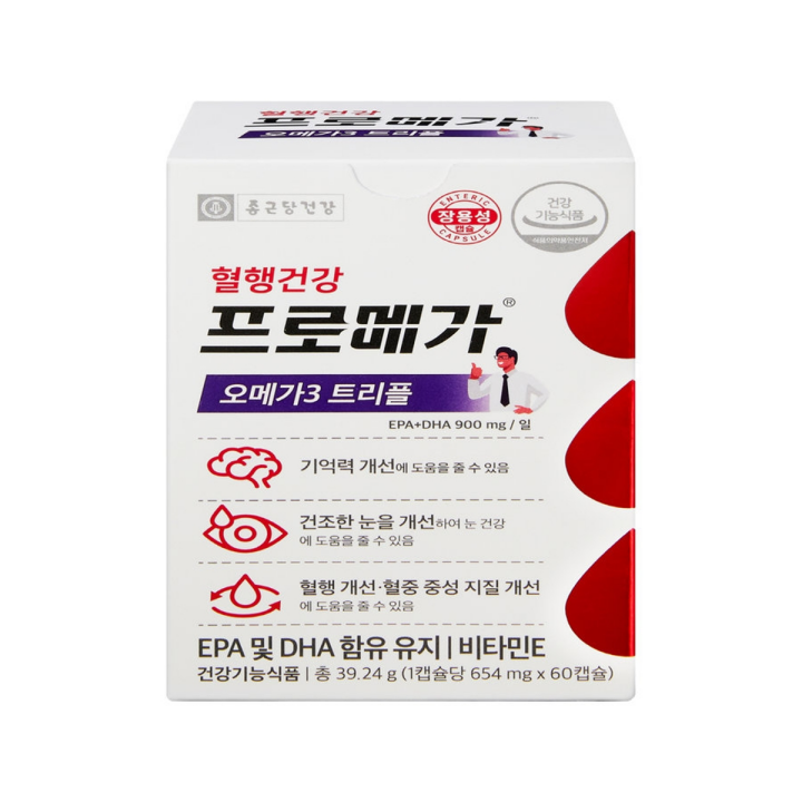 鍾根堂健康 普羅美加 Promega Omega-3 Triple 腸溶性膠囊 654mg x 60粒 (프로메가 오메가3 트리플 장용성)