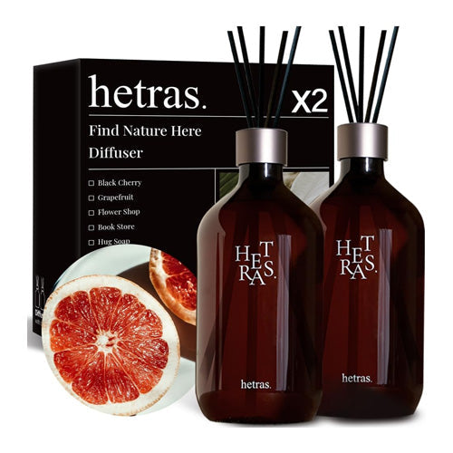 HETRAS 經典大容量室內香氛擴香瓶 500ml×2枝裝（Grapefruit 朝曦西柚）