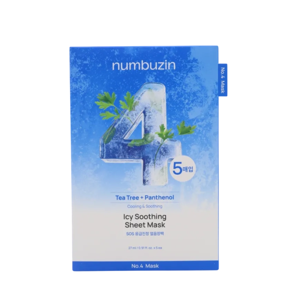 numbuzin 4號 冰感急救鎮靜面膜 5片裝 (No.4 Icy Soothing Sheet Mask, Tea Tree + Panthenol)