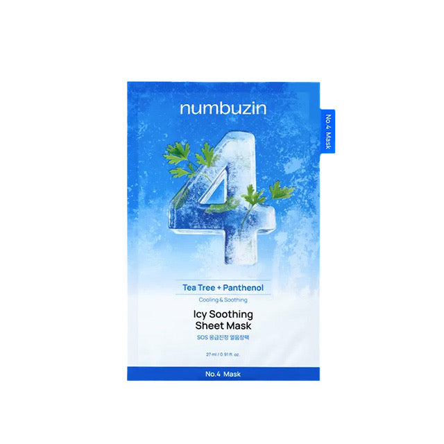numbuzin 4號 冰感急救鎮靜面膜 5片裝 (No.4 Icy Soothing Sheet Mask, Tea Tree + Panthenol)