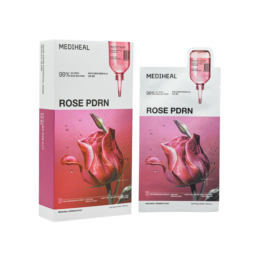 MEDIHEAL 玫瑰 PDRN 精華面膜（Healthy Glow 毛孔亮肌）24ml x 10片 ／ MEDIHEAL Rose PDRN Essential Mask Healthy Glow