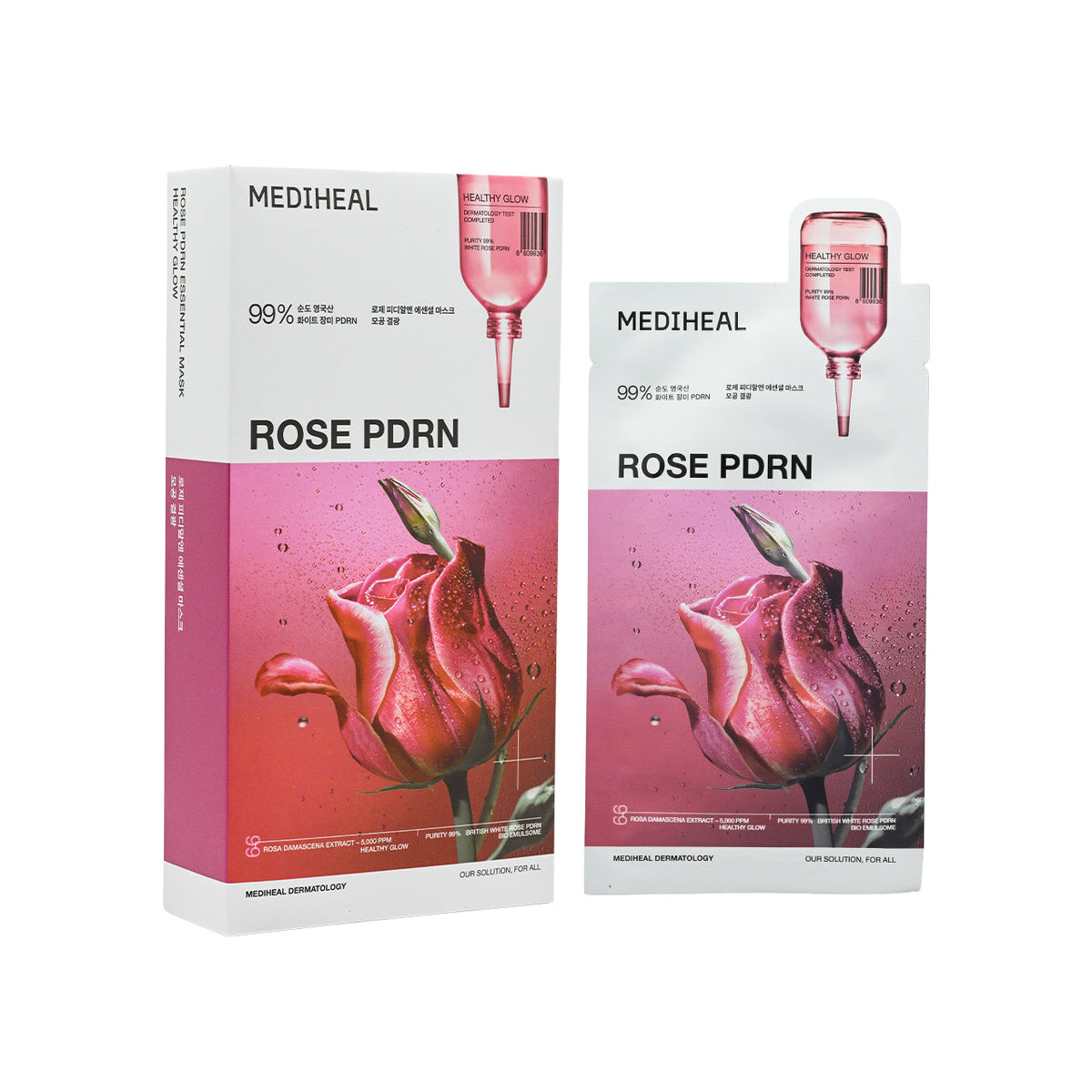 MEDIHEAL 玫瑰 PDRN 精華面膜（Healthy Glow 毛孔亮肌）24ml x 10片 ／ MEDIHEAL Rose PDRN Essential Mask Healthy Glow