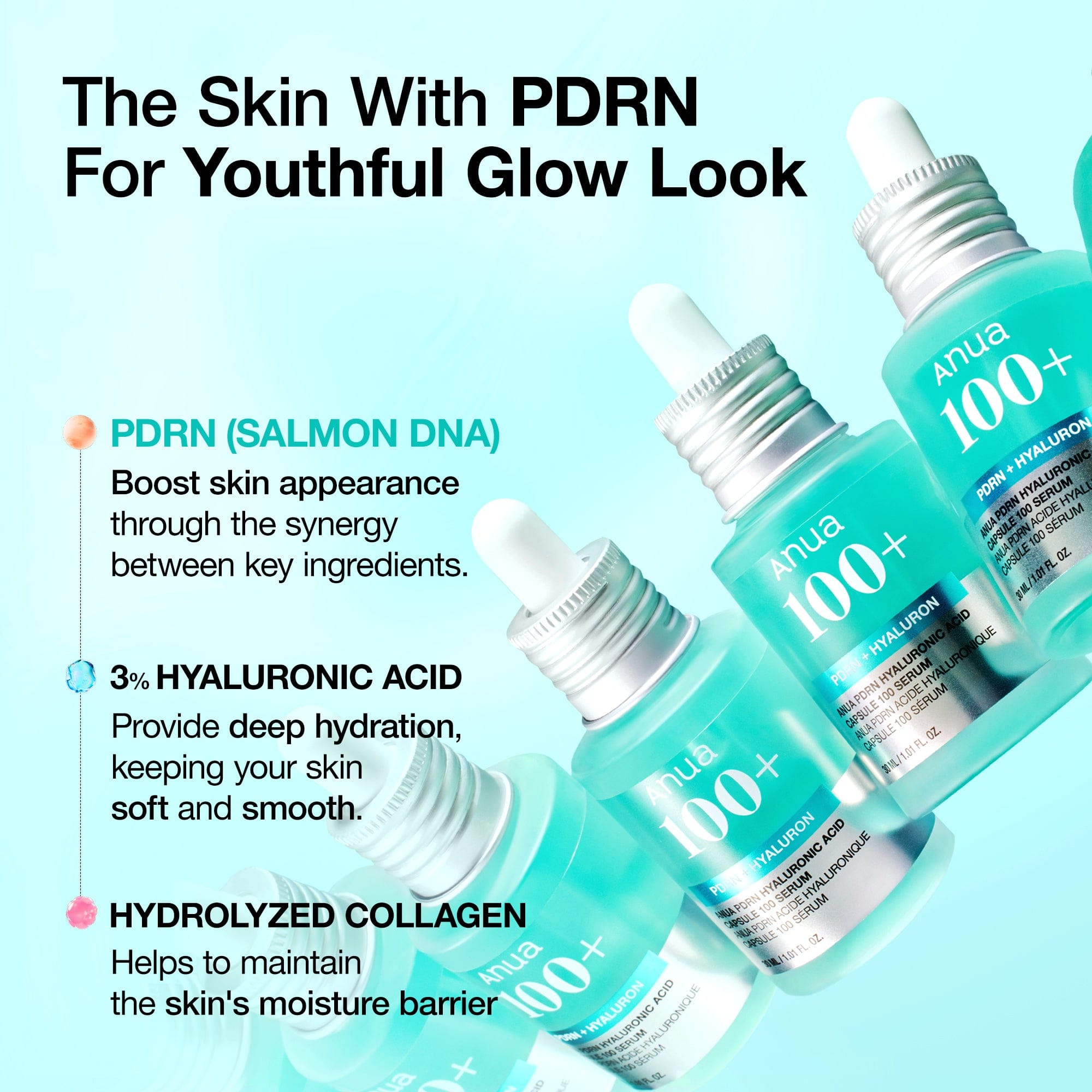 ANUA PDRN +透明質酸膠囊100 精華液 30ml (+面霜 30ml）