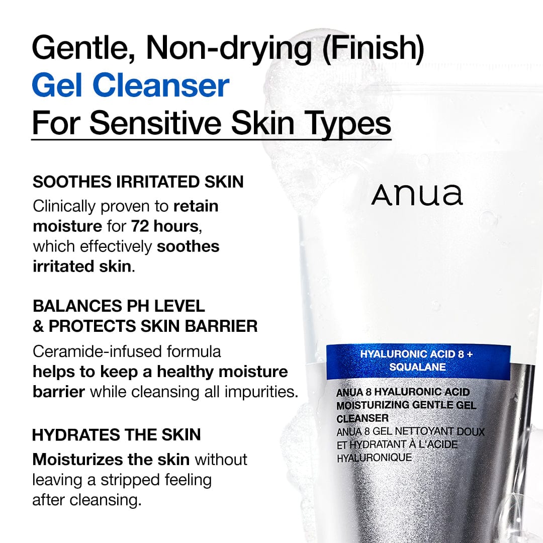 Anua 8 重透明質酸保濕溫和潔面凝膠 [150ml]