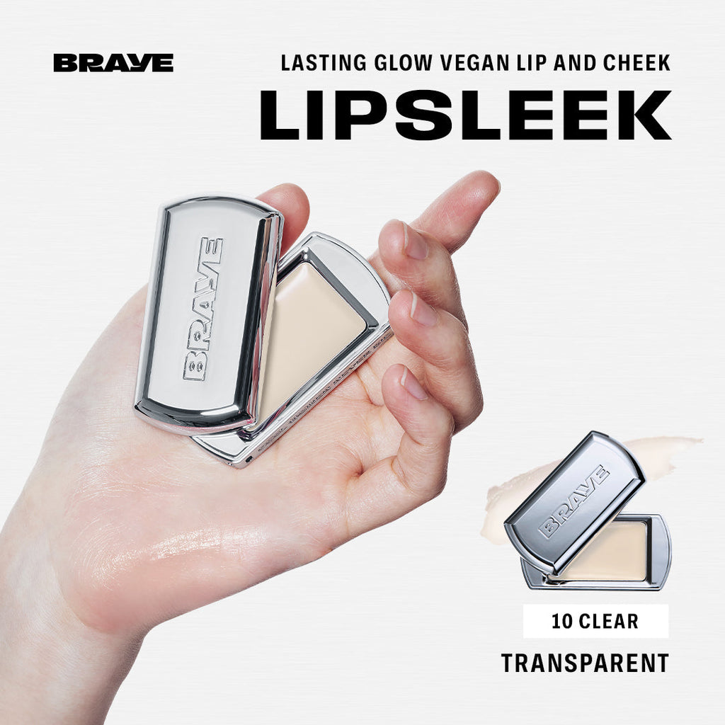 BRAYE Lipsleek 10 Clear transparent lip and arm swatch
