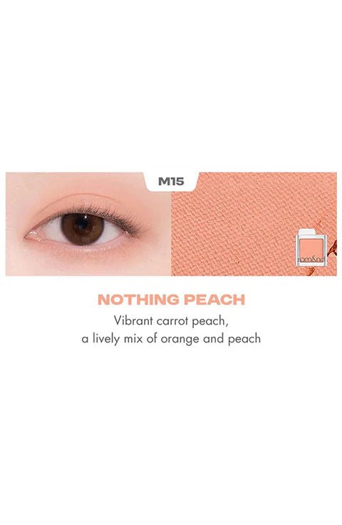 rom&nd Slide In Single Matte M15 Nothing Peach eye makeup result