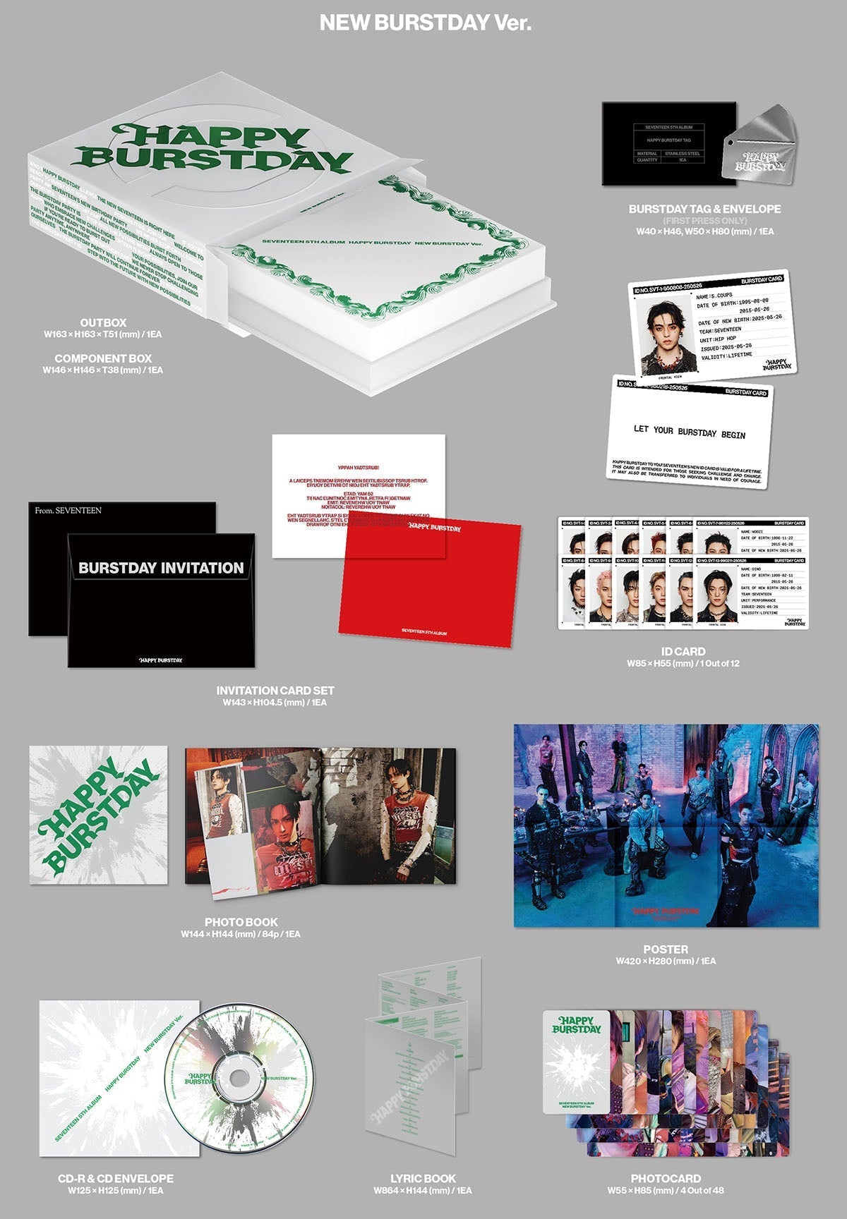 SEVENTEEN - 5th Full Album 'HAPPY BURSTDAY' (White Ver.)