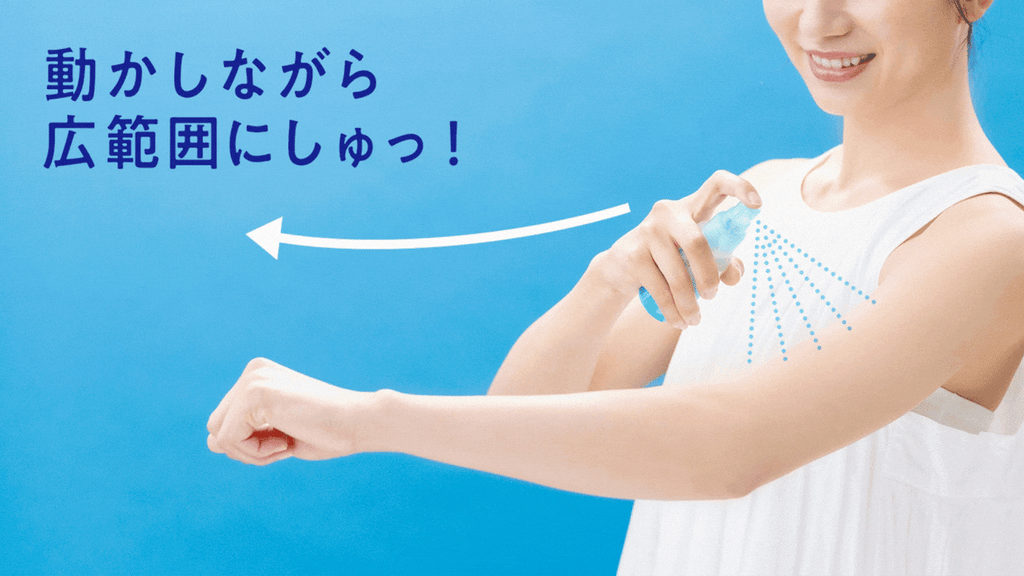 Bioré UV Aqua Protect Mist 使用方法示意